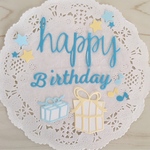 ［再販2］デコレーション素材 happy Birthday  濃い水色 