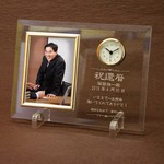 父の日に！ ～ライン～ ガラスフォトフレーム置き時計