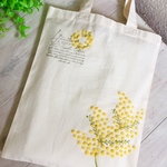 ふわふわミモザの羊毛刺繍トート（コットン）☆