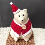 【再販】しろくま貯金箱　クリスマスマントとサンタ帽
