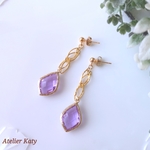 ＊再販＊すみれ色輝くドロップピアス／イヤリング