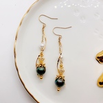 ＊bourgeon＊ブラックシェル ロングピアス イヤリング