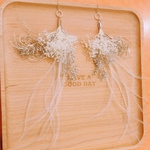 結婚式 フェザーグラス ブーケピアス 【Wedding Feather 2 series】