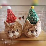 ネコのミニかご　クリスマスセット