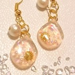 まんまるしずくのシェルパールピアス(イヤリングにも変更可)