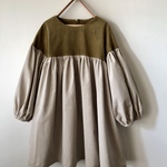 【100～】お袖ぽわんのワンピース＊フレンチコーデュロイ