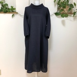 (再販)リネン🌱ロールカラーのドルマン袖ワンピース🌱ネービー