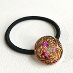 蔓草✴︎ヴィトレイルパープル／チェコガラスボタンのヘアゴム27mm
