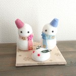 冬の季節飾り② 雪だるま 雪ウサギ 羊毛フェルト