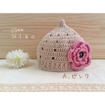 お客様ご予約＊選べるお花＊4color＊ｵｰｶﾞﾆｯｸｺｯﾄﾝ/春夏どんぐり帽子*coco-S