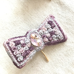 【ビーズ刺繍】ローズガーデン🌹きらきらビジューリボンポニーフック(オータムローズ)