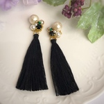 送料無料 秋冬ビジューとタッセルピアス☆イヤリング