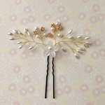 お花とパールの小枝ヘアアクセサリー
