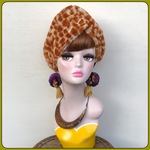 キリン　きりん柄 フェイクファー ヘアターバン スヌード ファー帽子 ヘアバンド もこもこ ふわもこ 秋冬小物