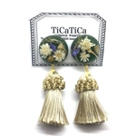 Flower cabochon  tassel イヤリング
