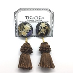 Flower cabochon  tassel ピアス