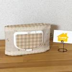 使い方色々☆カビない☆おしりふき　ウェットティッシュ　ケース☆ベージュチェック＆小花☆マチつき