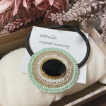 《再販》大人可愛い　　冬のミント　　ビーズ刺繍　　ヘアゴム　秋　冬