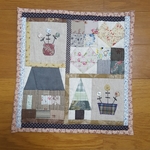 パッチワークキルトタペストリー<house&tree&heart&Flower>