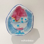 水玉かき氷のブローチ（クリップ付き）