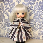オビツ11サイズ服ワンピースケープセット(ブラック①)