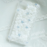お花のiPhoneケース♡スマホケースレーシーピュアホワイト
