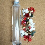 ハーバリウムキット（オイルなし）　クリスマス　レッド　ホワイト　大人の自由研究　プリザーブドフラワー　ドライフラワー　花材の種類豊富　円柱瓶付　200ml　花材キット　手作り　ハンドメイド　もみの木　