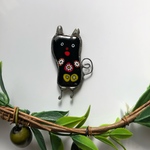 ガラスの黒猫さん　　ブローチ、チャーム（ネックレス）