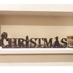 クリスマス ウッドオブジェ CHRISTMAS アルファベットレター 刺繍柄 置物　木製