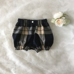 先染め起毛コットンチェックのふっくらかぼちゃパンツ・ダークグリーン