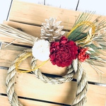 【SALE/ラスト1点】新年の花飾り　お正月しめ縄　#ボルドー系