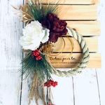 【SALE/ラスト1点】年の花飾り お正月しめ縄   ※ボルドー系