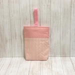 ストライプ×ピンク　上履き入れ