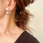 インポート パール×シルバーリングピアス