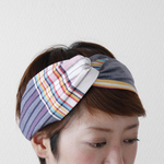 ターバン・ヘアバンド　ホワイト × スチールグレイ