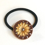 デイジー✴︎秋色／チェコガラスボタンのヘアゴム32mm