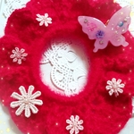 お花と蝶々のふわふわシュシュ