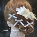 ＊小さな髪飾り＊リボンカラー全20色＊ヘッドパーツ♡9本set＊紫陽花&リボン&パール＊ウェディング 結婚式 夏祭り 発表会  ドレス 浴衣 和装 ヘアアクセサリー＊