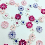 お花シール❁︎スワロフスキー❁︎45枚❁︎pink×purple