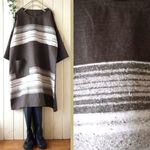260☆彡茶リネン＆ジャズネップドロップ袖ワンピース♪ブラウン♪秋色♪