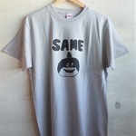 Mサイズ　グレー　×　ブラック　サメ　Tシャツ　イラスト　キャラクター　シルクスクリーン　松岡マサタカ