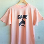 Ｍサイズ　アプリコットピンク　×　ブラック　サメ　Tシャツ　