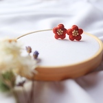 刺繍ピアス terracotta flower