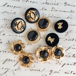 ■ミックスセット⑥■10個入■15-18mm■ビンテージボタン (ブラックゴールド、ベロア　ペア)　 [1103-18] アクセサリーに!