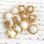 ■ミックスセット⑤■12個入■18mm■ビンテージボタン (パールゴールド　ペア)　 [1103-18] アクセサリーに!