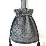 Glen check pouch　グレンチェック×ドットチュール巾着バッグ