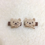 くまさんのベビーヘアクリップ2個セット（モカ）