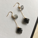14kgf  ブラックルチルクォーツのピアス