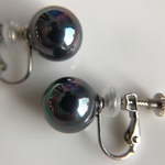大珠12mm シェルパール イヤリング（貝パール）ブラックカラー
