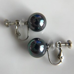 大珠12mm シェルパール イヤリング（貝パール）ブラックカラー